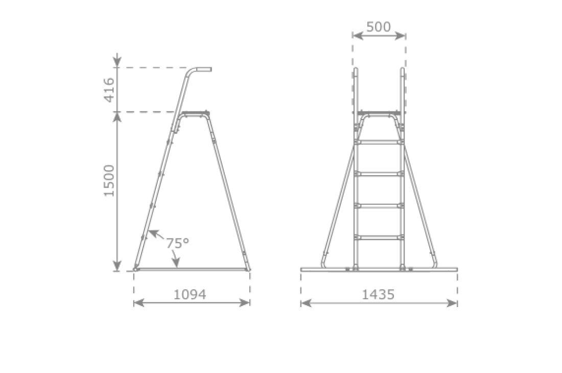 Ladder Kit Free Standing For Slide (1.5m Platform Residential)