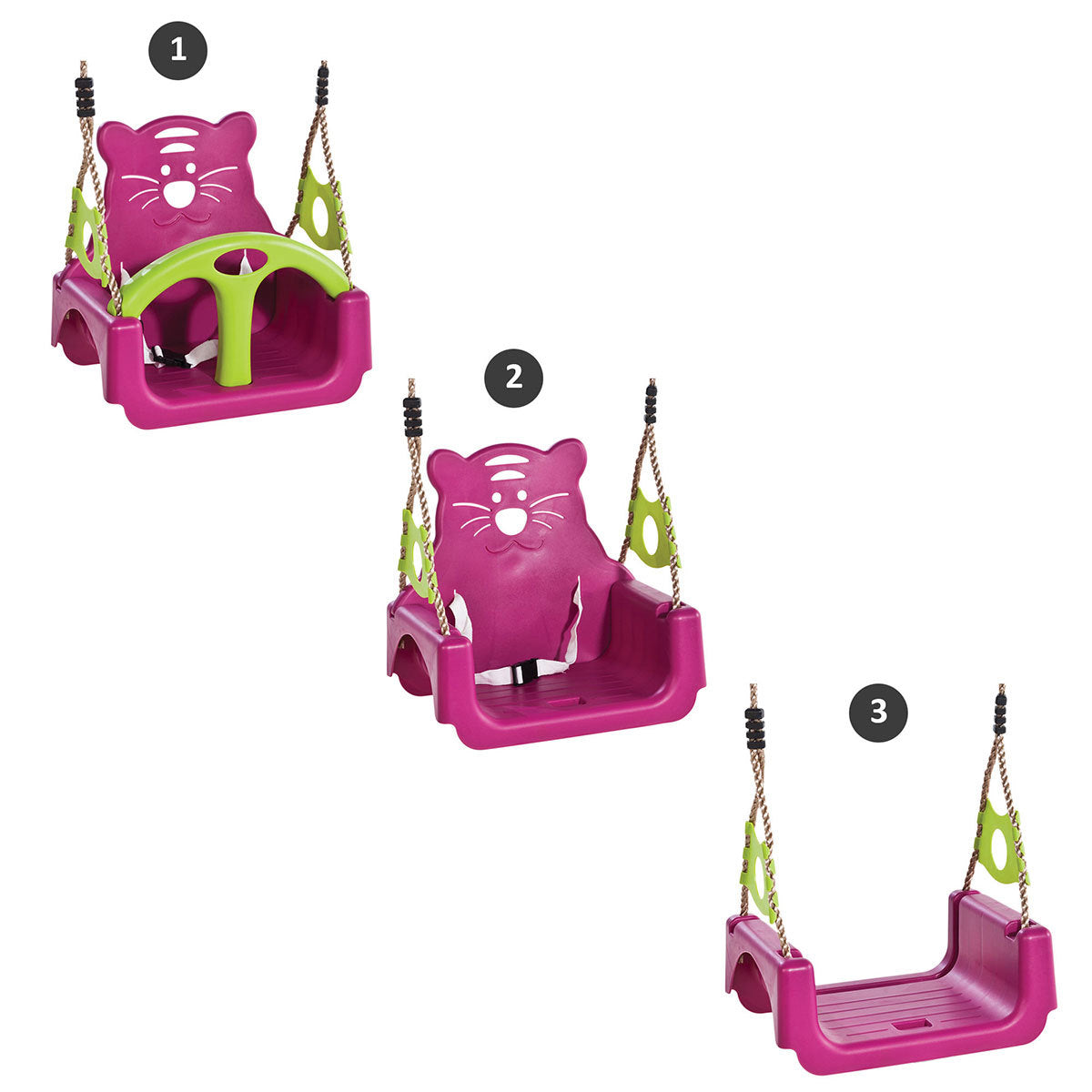 Baby Seat TRIX Growing Type Swing With Adjustable Ropes - PURPLE/LIME